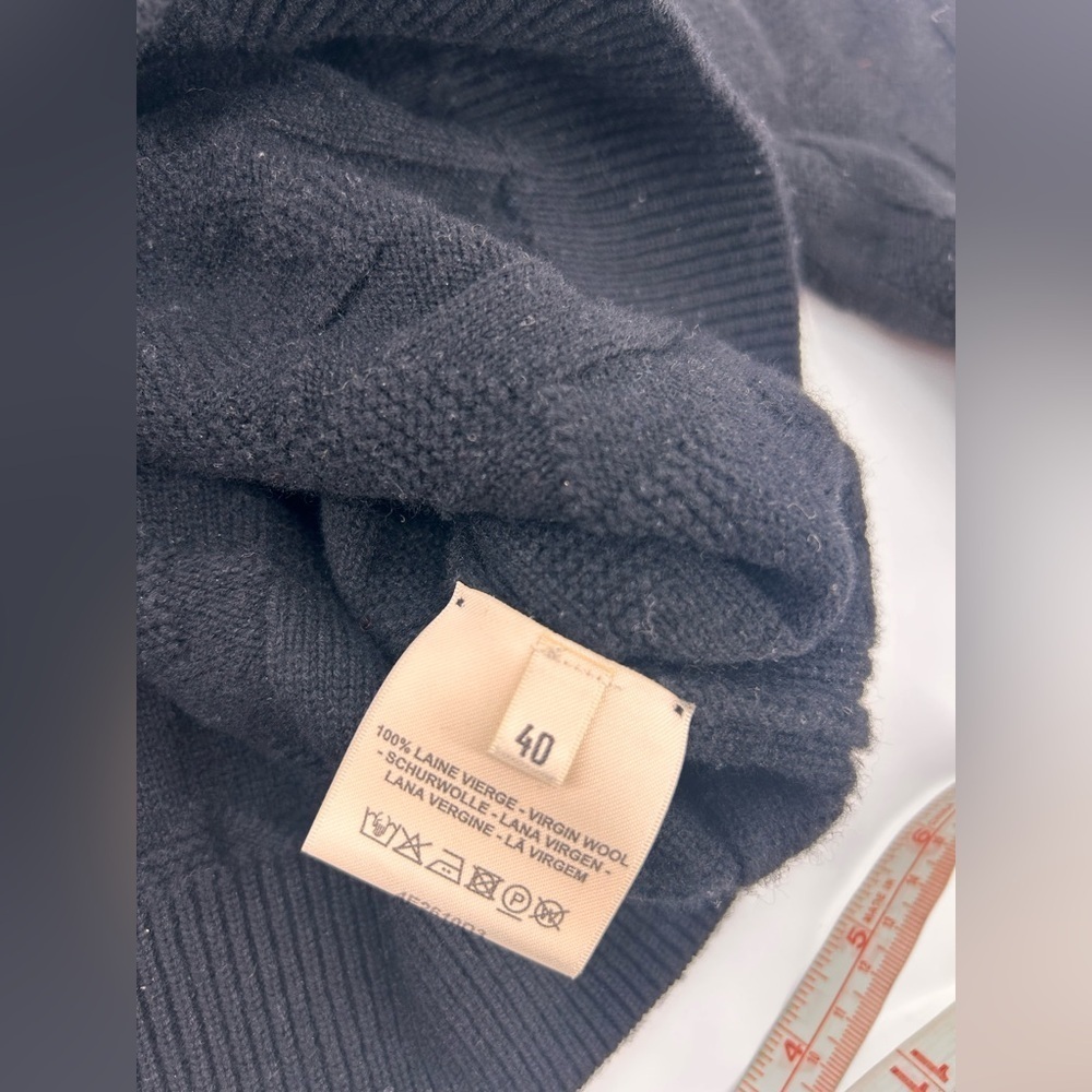 Hermes h long sleeve black 100% wool knit sweater detail H size 40 US 8 - Picture 5 of 8